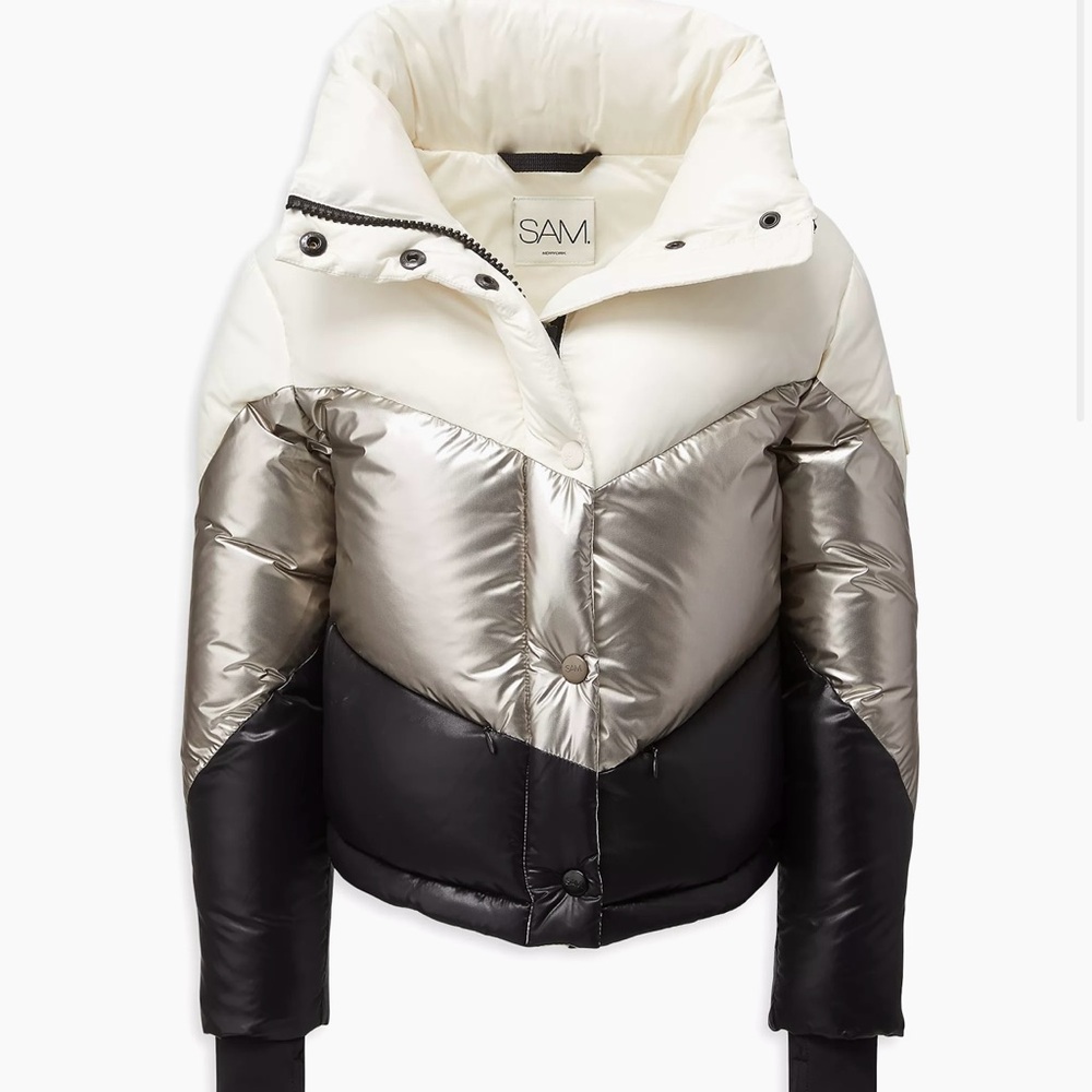 Women’s SAM Metallic Colorblock Down Jacket. Size Small.